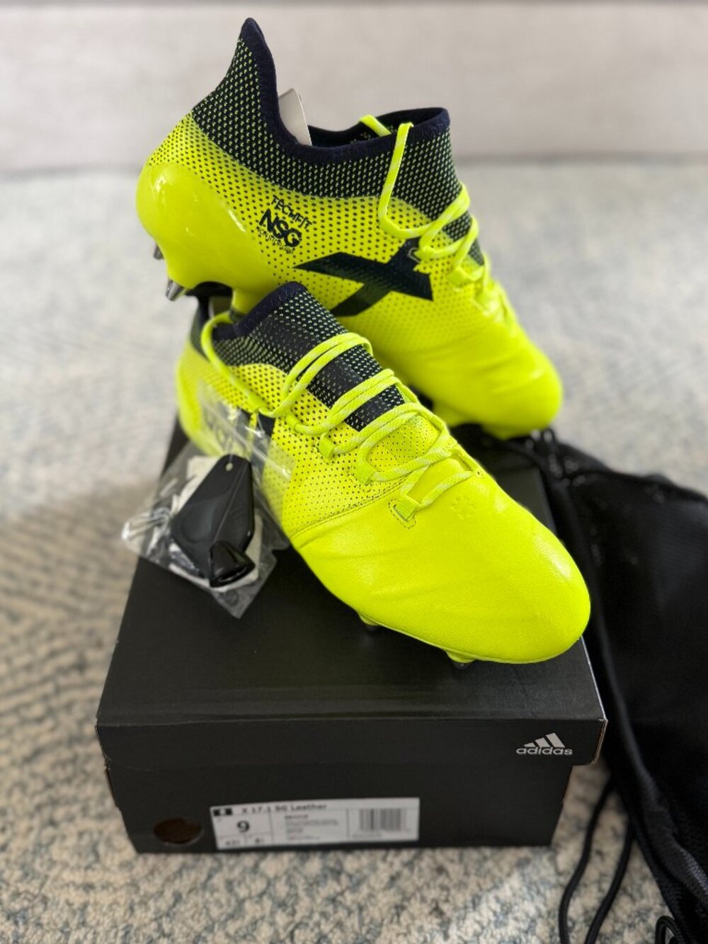 Adidas X 17.1 SG Leather Soccer Cleats Size 9 Yellow Pro Kangaroo Rare